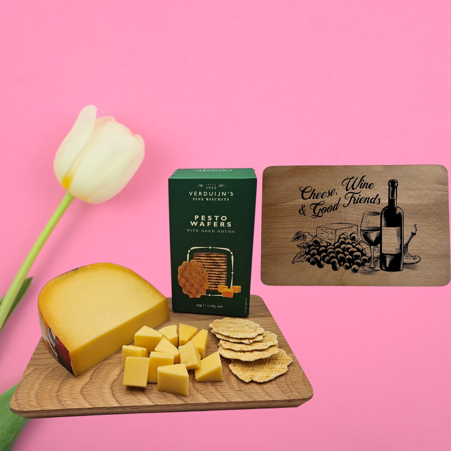 Oste pakke med gravert serveringsbrett
