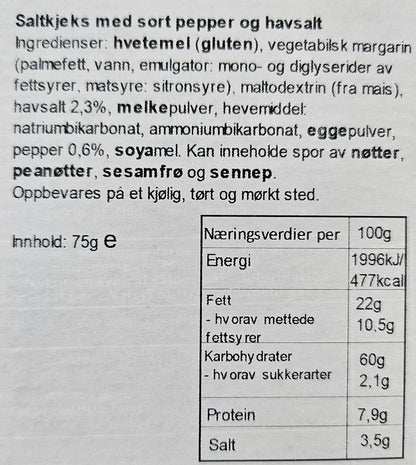 Kjeks med sort pepper og havsalt