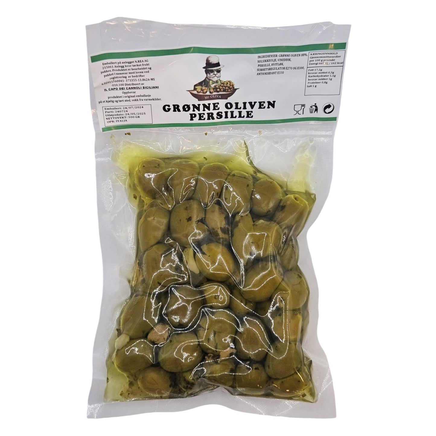 Grønne Oliven - Persille 300gr